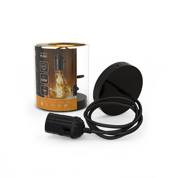 Купить Gauss Светильник подвесной PL041 черный E27, 1 м, 1/40