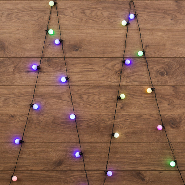 NEON-NIGHT Гирлянда "Шарики" Ø30мм 5м, темно-зеленый ПВХ 25 диодов, цвет RGB 303-569