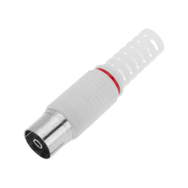 Разъем антенный на кабель, (гнездо-TV), белый, (1шт.) Rexant 06-0010-A