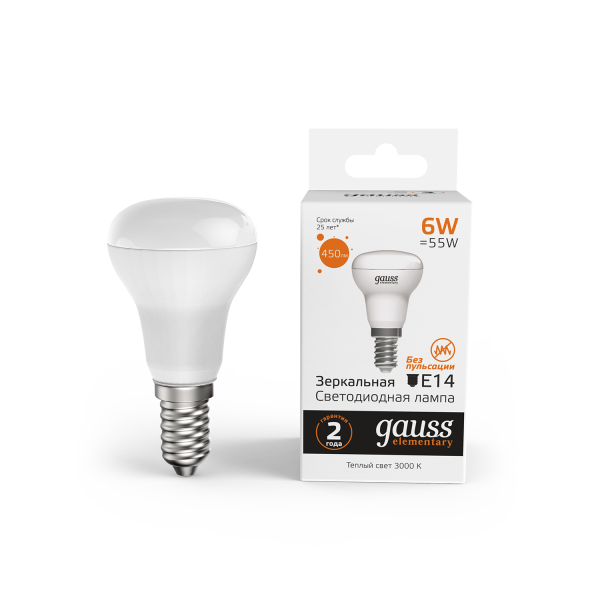 Купить Gauss Лампа Elementary R50 6W 450lm 3000K Е14 LED 1/10/50 63116