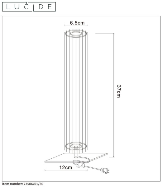 Купить Lucide LIONEL Черный Настольная лампа 73506/01/30