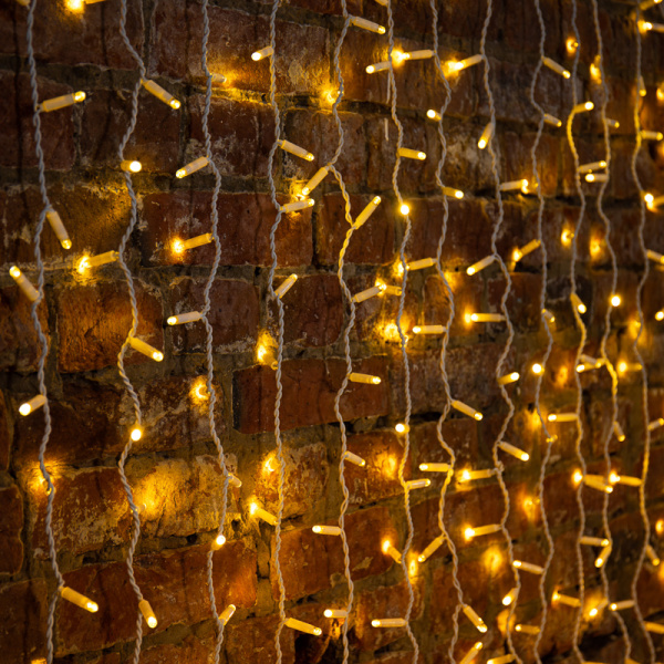 NEON-NIGHT Гирлянда светодиодная «Дождь» 2х6 м, эффект мерцания, белый провод, 230 В, диоды теплый белый, 768 LED (партия 2020 - 768 LED) 235-396