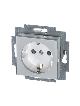 ABB EPJ Levit серый / белый Розетка с заземлением со шторками 2CHH203457A6016