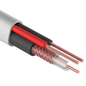 Кабель для видеонаблюдения КВК-В-2 + 2х0,75мм², 200м., белый Rexant 01-4101-1