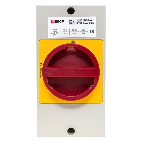 Купить Переключатель кулачковый ПК-2-13 25А 3P "ВКЛ-ВЫКЛ" с блокировкой в боксе IP65 EKF PROxima