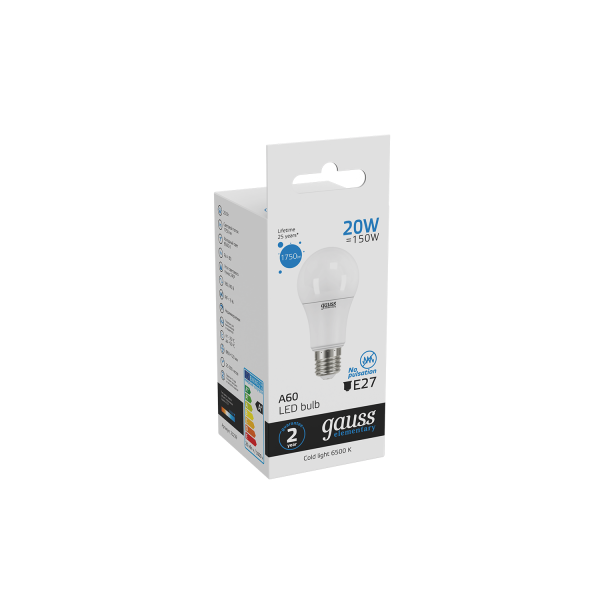 Купить Gauss Лампа Elementary A60 20W 1750lm 6500K E27 LED 23239