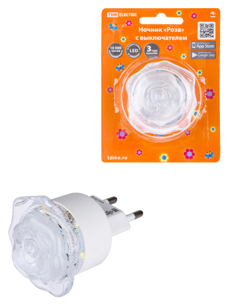 TDM Ночник "Роза" с выключателем, 0,4 Вт, 220 В SQ0357-0032
