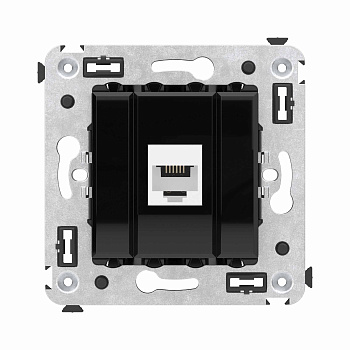 DKC Телефонная розетка RJ-12 без шторки в стену одинарная, "Avanti", "Черный квадрат"