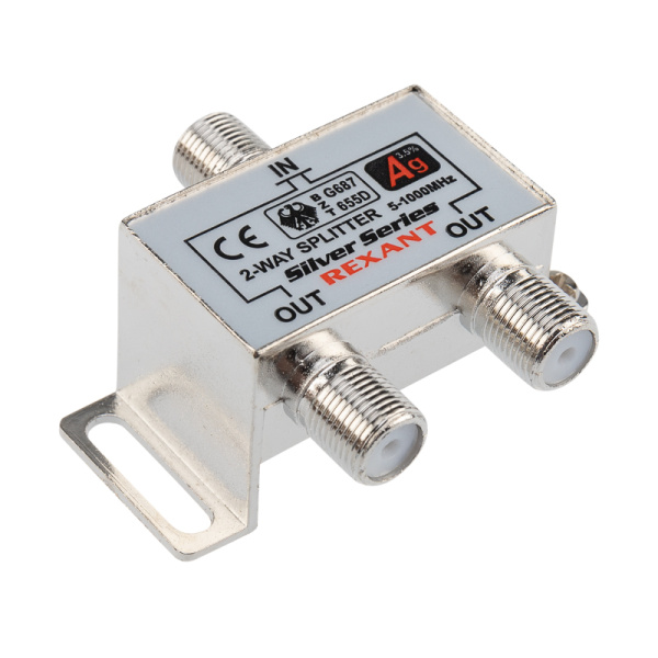 Делитель ТВ х 2 + 3шт. F "BOX" 5-1000 МГц "Silver" Rexant 05-6101