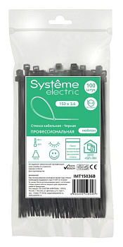 Systeme Electric Стяжка кабельная 150х3.6 Чёрная (100шт)