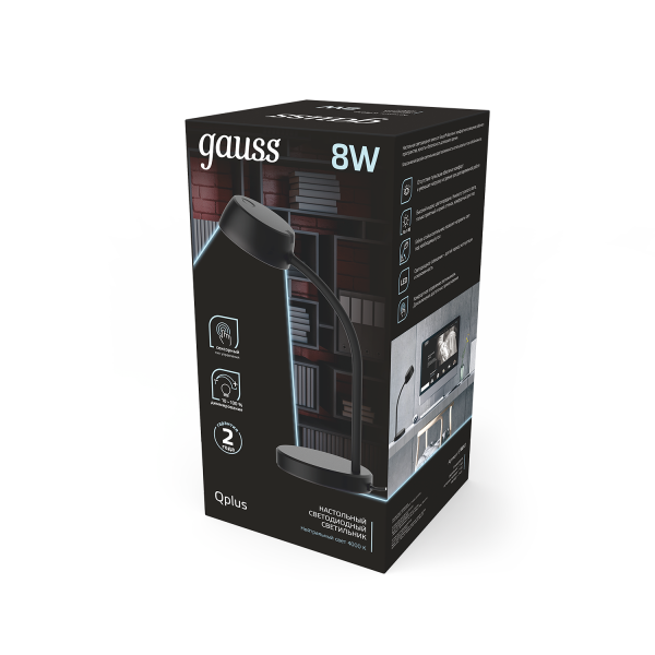 Gauss Светильник настольный Qplus модель GTL601 8W 600lm 4000K 170-265V черный диммируемый LED 1/8 GT6012 Купить Gauss Светильник настольный Qplus модель GTL601 8W 600lm 4000K 170-265V черный диммируемый LED 1/8 GT6012