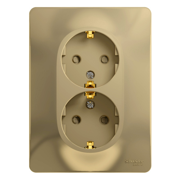 Systeme Electric Glossa Титан Розетка 2-я с/з со шторками (в сборе с рамкой)