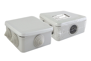 TDM Распаячная коробка ОП 100х100х50мм, крышка, IP55, 6 вх. инд. штрихкод SQ1401-1255