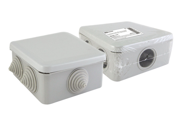 TDM Распаячная коробка ОП 100х100х50мм, крышка, IP55, 6 вх. инд. штрихкод SQ1401-1255