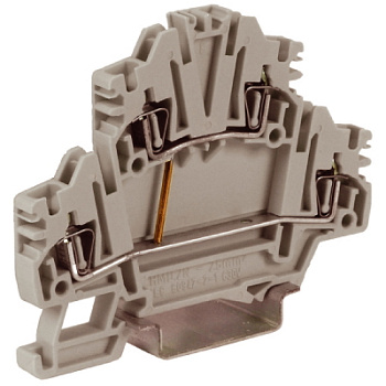 DKC HMD.2N/CIGR(Ex), 2-х уровневый проходной зажим, серый, 2,5 кв.мм с постоянной перемычкой ZHD450GR