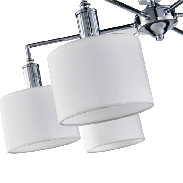 Купить Favourite потолочная люстра каркас цвета хром, плафоны из белой ткани, декоративные элементы из прозрачного стекла 2611-6P