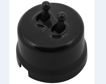 BIRONI Лизетта Пластик Черный Выключатель 2-кл (тумблерный) B1-232-23