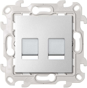 Simon 24 Алюминий Розетка для передачи данных 2xRJ45 Cat.6 UTP цвета Алюминий 2410600-033