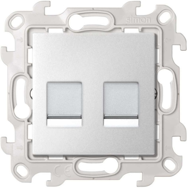 Simon 24 Алюминий Розетка для передачи данных 2xRJ45 Cat.6 UTP цвета Алюминий 2410600-033