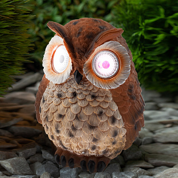 ЭРА ERAFYS01-10 Садовый светильник Сова рыжая на солнечной батарее, полистоун, 19 см