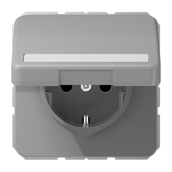 JUNG Штепсельная розетка SCHUKO 16A 250V~ с полем для надписи и защитой от влажности серая CD1520BFNAKLGR