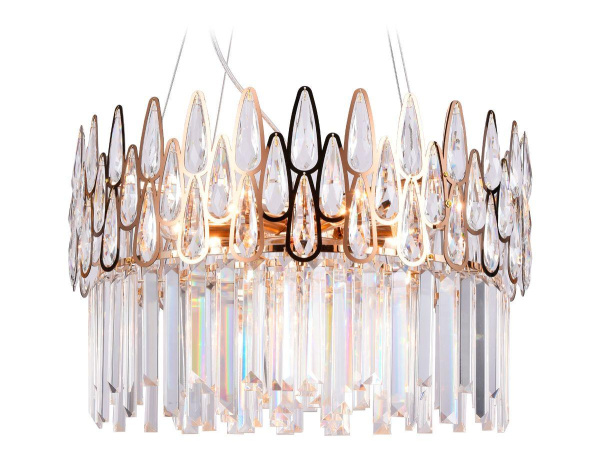 Ambrella Подвесная хрустальная люстра TR5263/8 GD/CL золото/прозрачный E14/8 max 40W D500*700 Купить Ambrella Подвесная хрустальная люстра TR5263/8 GD/CL золото/прозрачный E14/8 max 40W D500*700