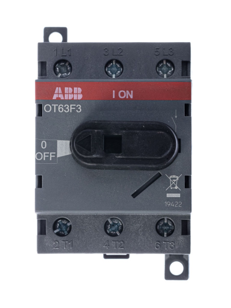 Купить ABB OT63F3 Выключатель-разъединитель 3Р 63А с ручкой управления 1SCA105332R1001