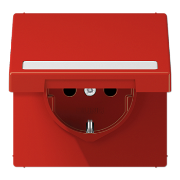 JUNG SCHUKO розетка с полем для надписи и крышкой, красный LS1520BFNAKLRT