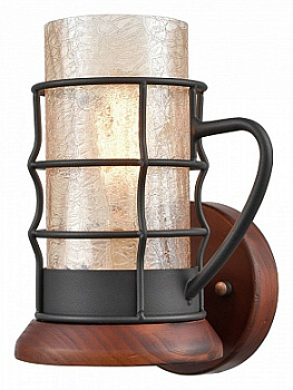 VELANTE 561-701-01 Светильник настенный Дуб, Черный/Янтарный E27 1*40W