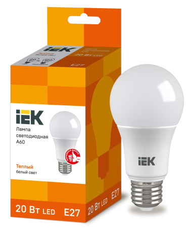 IEK Лампа светодиодная ECO A60 шар 20Вт 230В 3000К E27 LLE-A60-20-230-30-E27