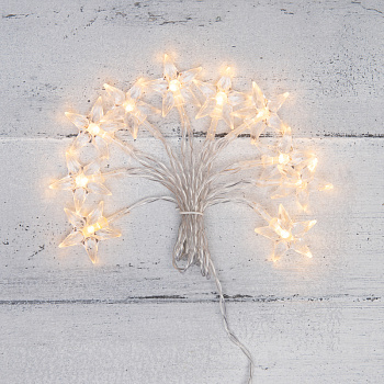NEON-NIGHT Гирлянда светодиодная «Звездочки» 1.5 м, 10 LED, прозрачный ПВХ, цвет свечения теплый белый, 2 х АА (батарейки не в комплекте) 303-091