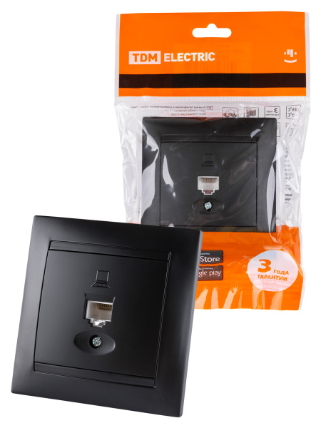 TDM Розетка компьютерная RJ45 графит "Лама" SQ1815-0616