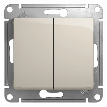 Systeme Electric Glossa Молочный Переключатель 2-клавишный, сх.6,10AX
