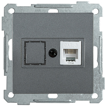 IEK РТ12-1-Б Розетка телефонная RJ12 BOLERO антрацит ETB10-K95