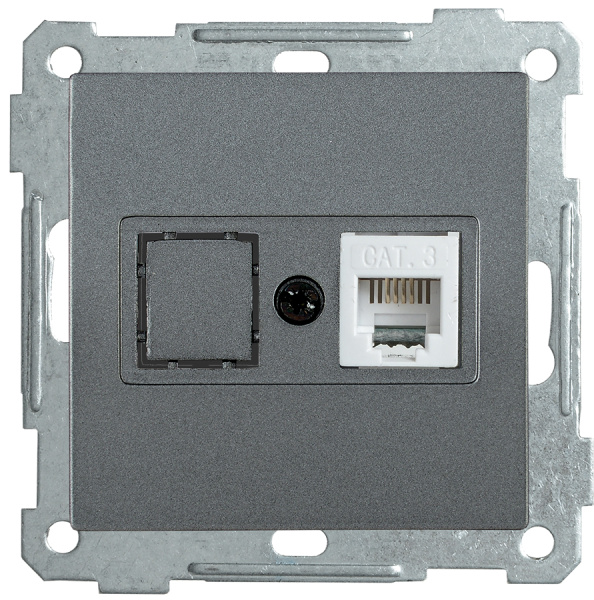 IEK РТ12-1-Б Розетка телефонная RJ12 BOLERO антрацит ETB10-K95