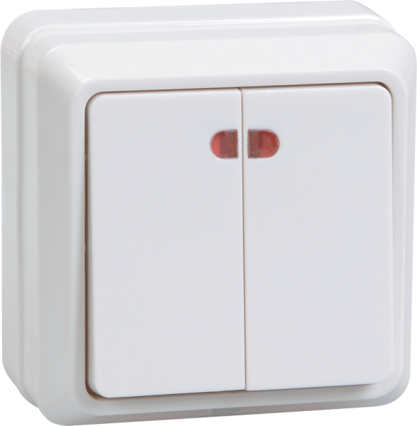 Купить IEK OKTAVA ВС20-2-1-ОБ Выключатель 2кл с инд. 10А (белый)