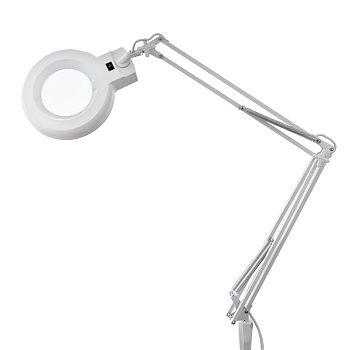 Лупа на струбцине круглая 5D с подсветкой, белая Rexant 31-0011