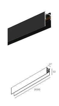 Technolight Черный Трек накладной или подвесной 2м с заглушками в комплекте RAL 9005 80002-2M-BK