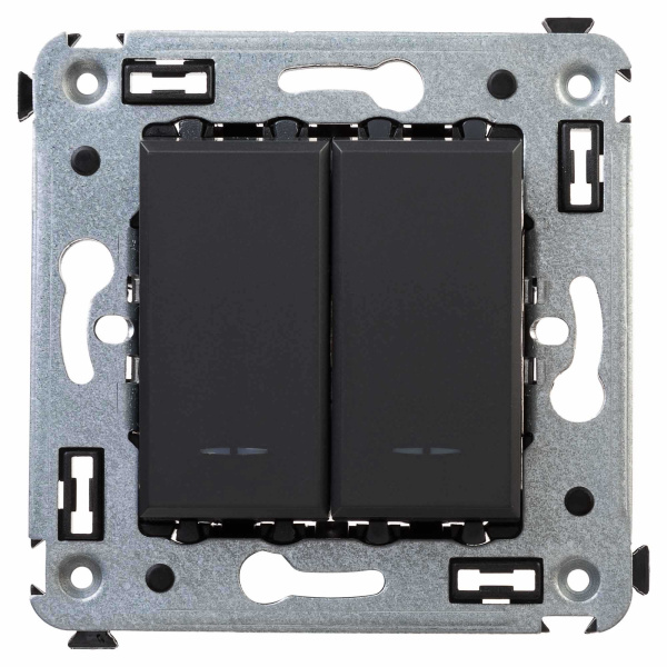 DKC Переключатель двухклавишный в стену, "Avanti", "Черный матовый"