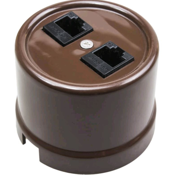 BIRONI Лизетта Пластик Коричневый Розетка 2-ая RJ45 B1-302-22
