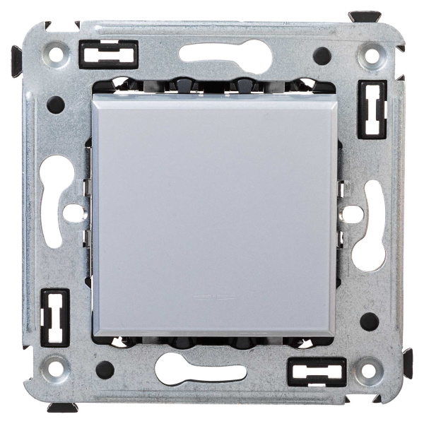 DKC Переключатель одноклавишный в стену, "Avanti", "Закаленная сталь"