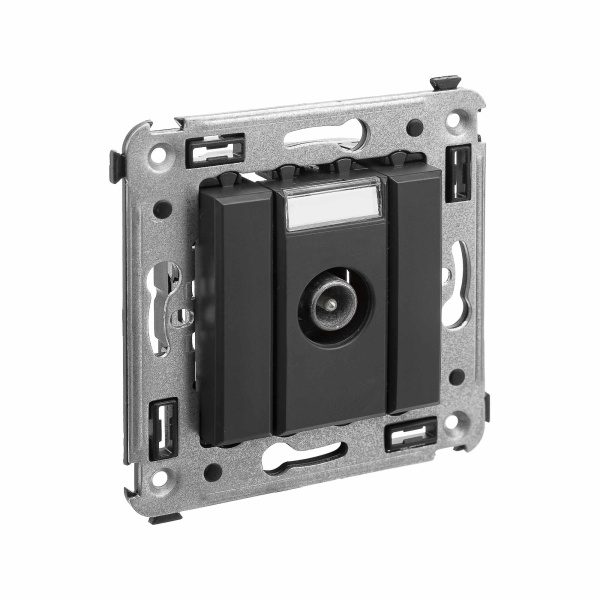 Купить DKC Розетка TV проходная в стену, "Avanti", "Черный матовый"