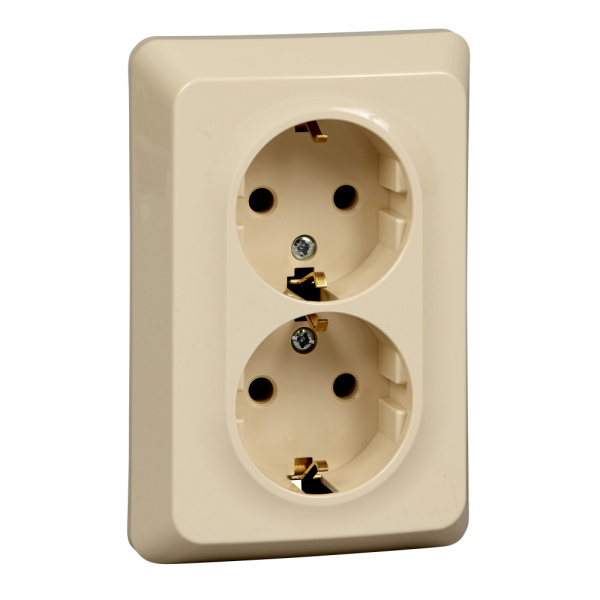 Купить Systeme Electric Этюд Крем Розетка 2-ая с/з без шторок 16А 250B