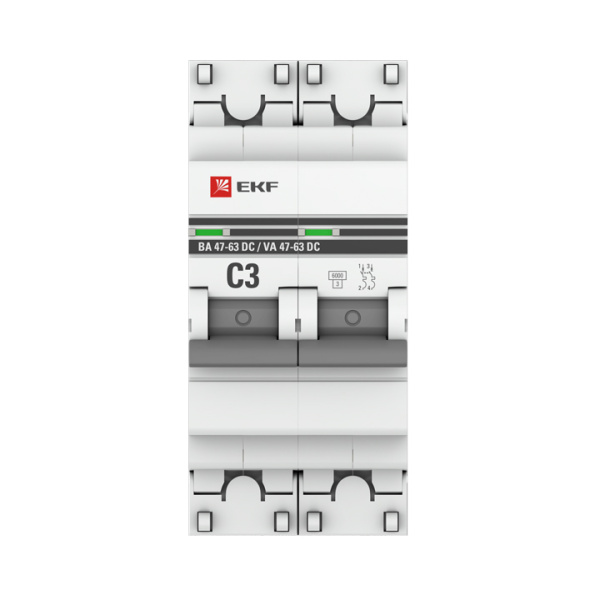 Купить EKF PROxima Автоматический выключатель 2P 3А (C) 6кА ВА 47-63 DC mcb4763-DC-2-03C-pro