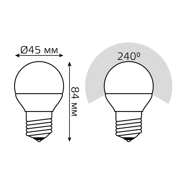 Купить Gauss Лампа Шар 7W 590lm 6500К E27 диммируемая LED 105102307-D