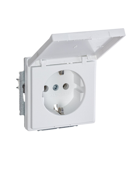 Купить ABB BJE Solo/Future Белый бархат Розетка с/з с крышкой 2CKA002018A1494