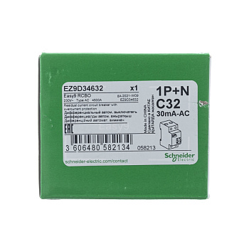 SE EASY 9 Дифференциальный автоматический выключатель 1П+Н 32А 30мА C AC EZ9D34632