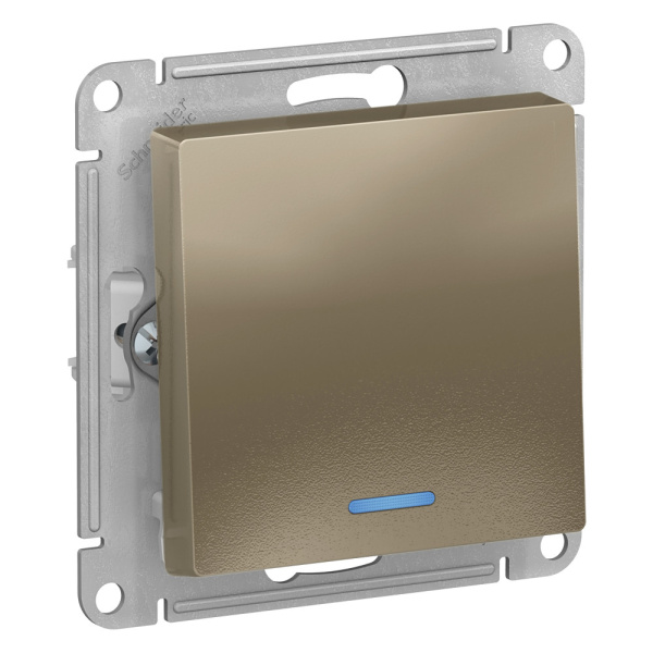 Systeme Electric AtlasDesign Шампань Выключатель 1-клавишный с подсветкой, сх.1а, 10АХ, механизм