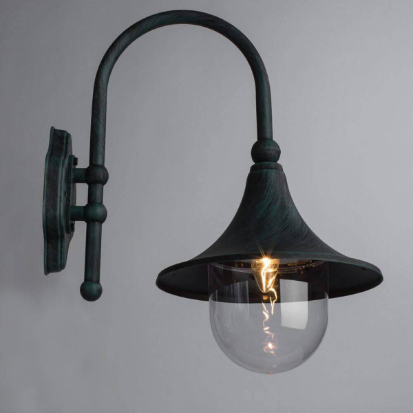 Купить Arte Lamp Malaga Медь/Белый Светильник уличный настенный 1x75W E27 A1082AL-1BG