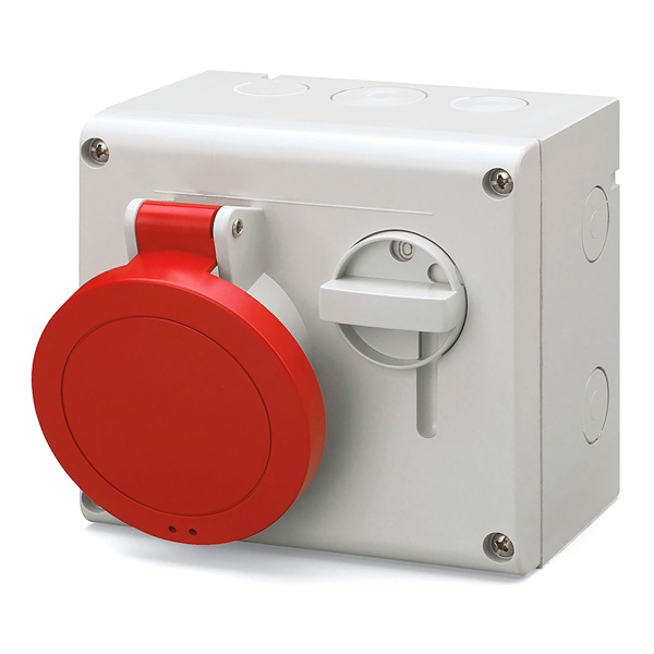 DKC Розетка настенная с механической блокировкой и верхним расположением разъема IP44 32А 3P+E 400В